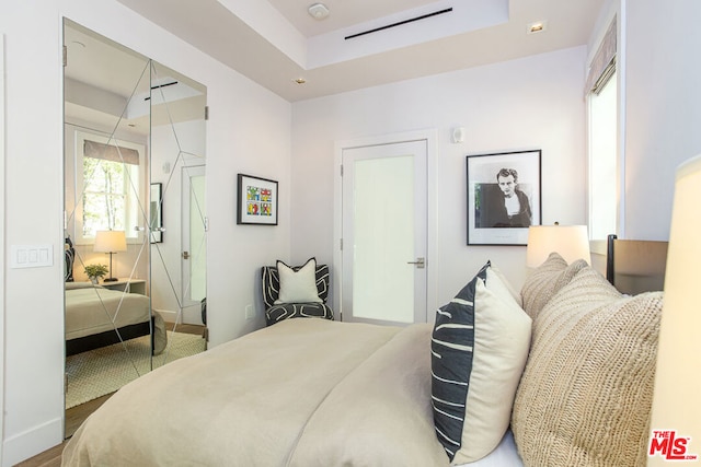 bedroom featuring a raised ceiling