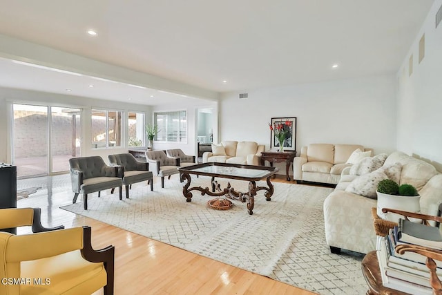 living room featuring light hardwood / wood-style flooring