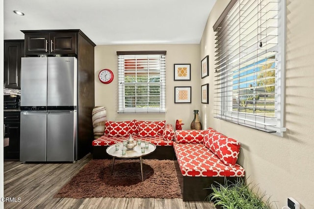 living room with hardwood / wood-style flooring