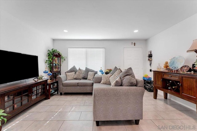 view of tiled living room