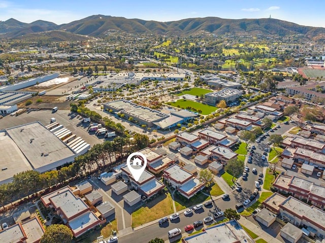 aerial view with a mountain view