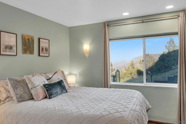 bedroom with a mountain view