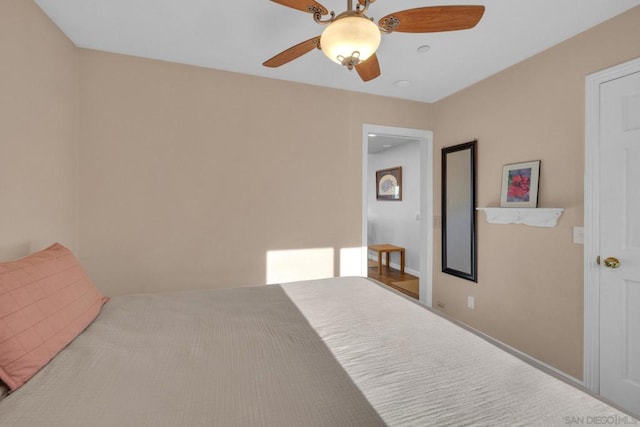 bedroom featuring ceiling fan