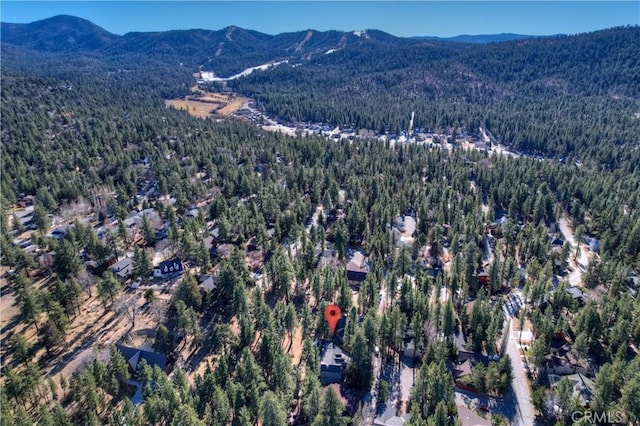 birds eye view of property with a mountain view