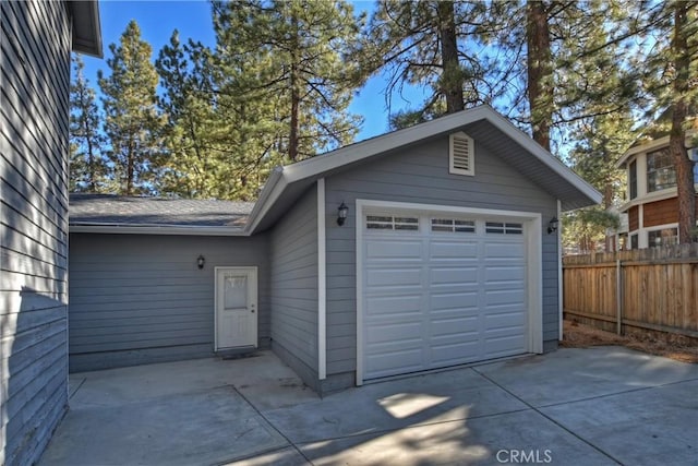 view of garage