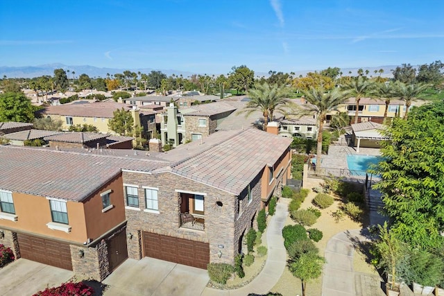 bird's eye view featuring a mountain view