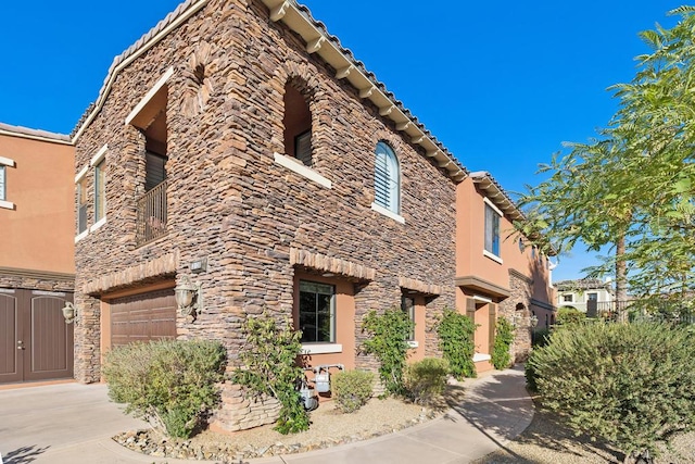 view of building exterior with a garage