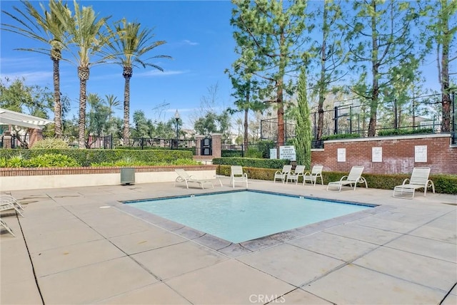 view of swimming pool with a patio