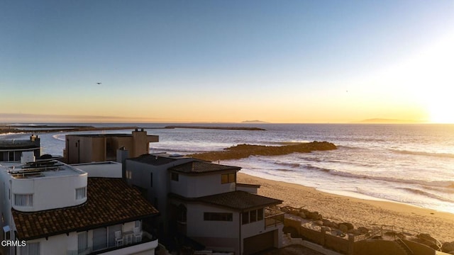 property view of water featuring a view of the beach