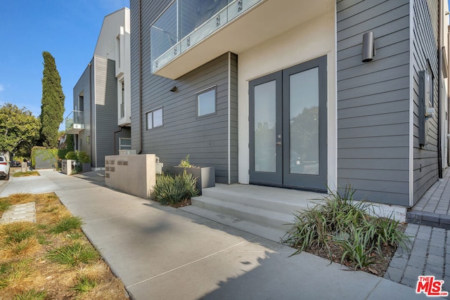 property entrance with french doors