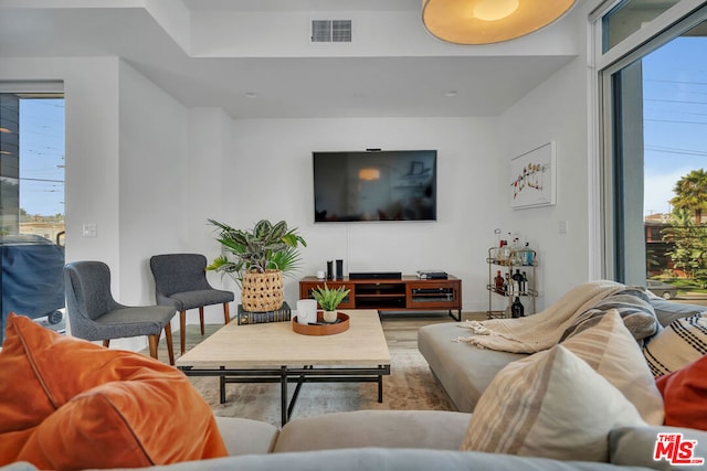 living room featuring hardwood / wood-style flooring