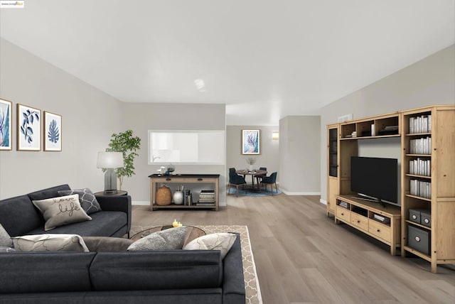 living room with hardwood / wood-style floors