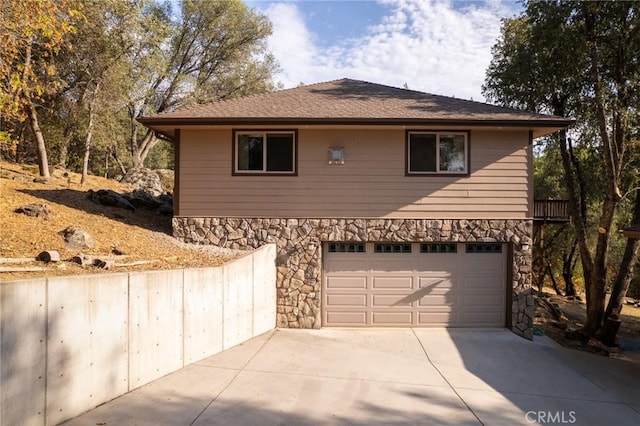 exterior space featuring a garage