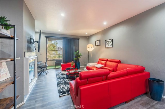 living room featuring hardwood / wood-style flooring