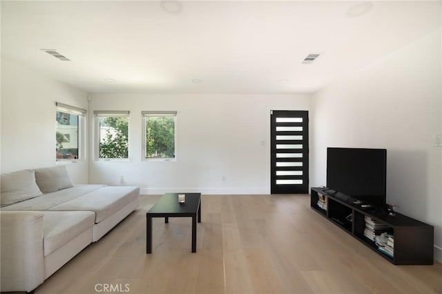 living room featuring light hardwood / wood-style floors