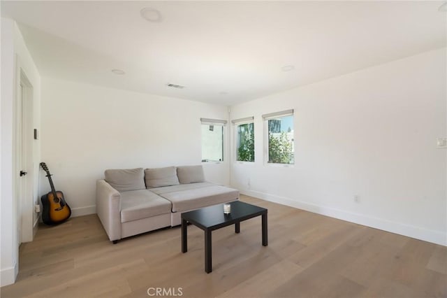 living room featuring light wood-type flooring