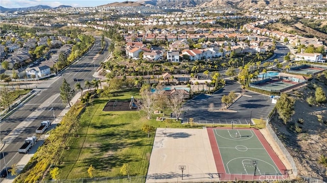 aerial view with a mountain view