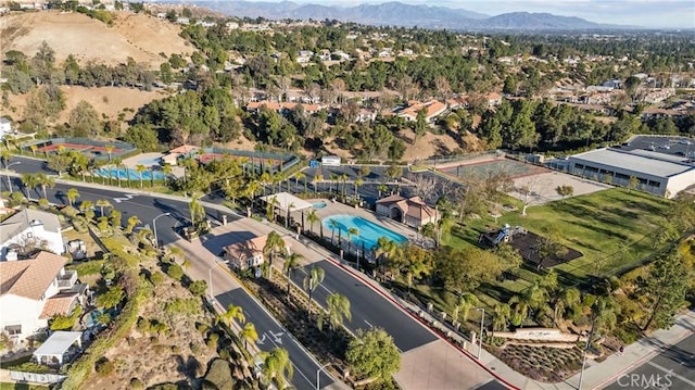 aerial view featuring a mountain view