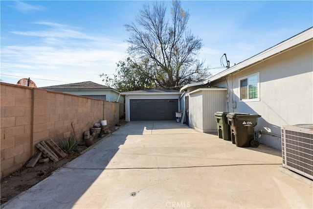 garage with central air condition unit