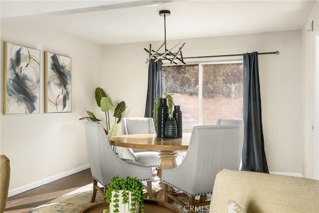 dining room featuring a chandelier