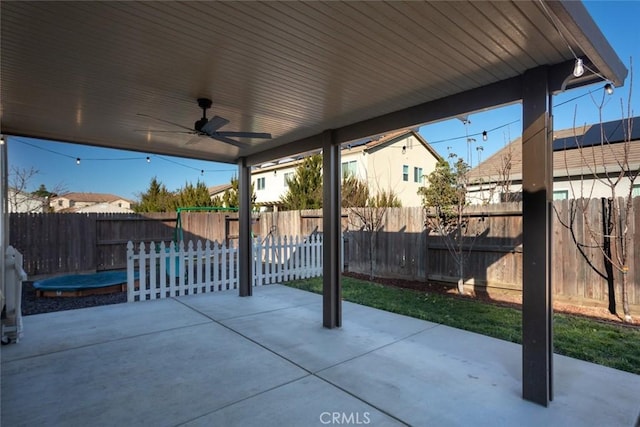 view of patio / terrace featuring ceiling fan