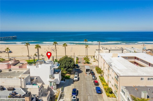 property view of water featuring a view of the beach