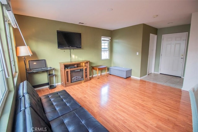 living room with hardwood / wood-style floors