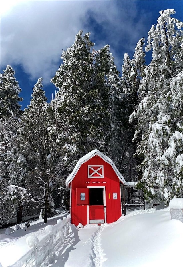 view of snow covered structure