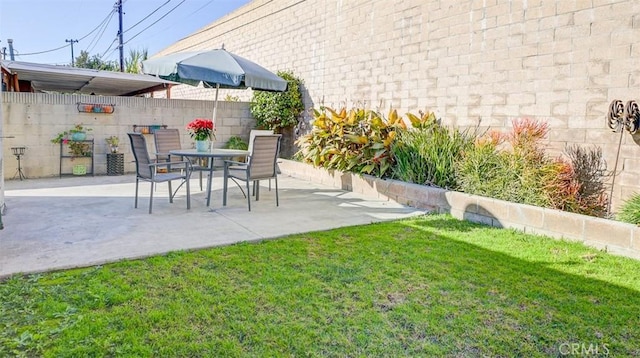 view of yard with a patio area