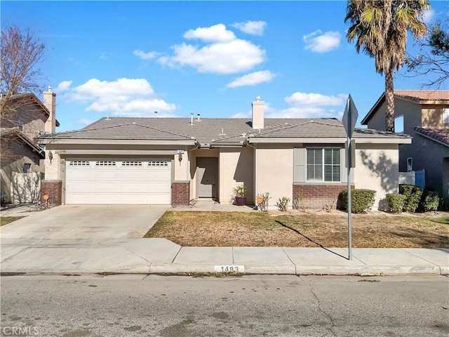 single story home with a garage