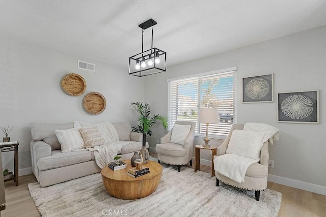 living area featuring light hardwood / wood-style flooring