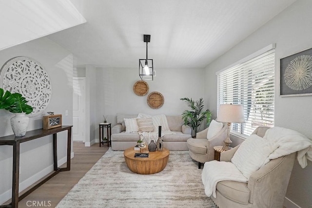 living room featuring light wood-type flooring