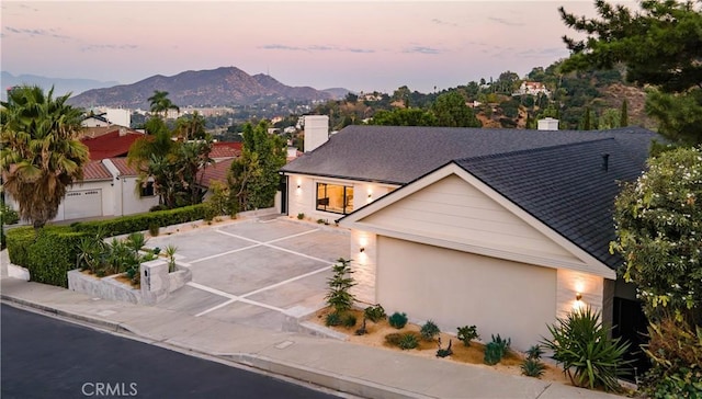 view of front of house with a mountain view