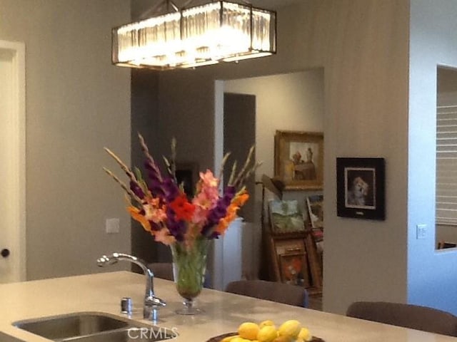 dining area featuring sink