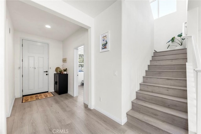 foyer featuring light hardwood / wood-style floors