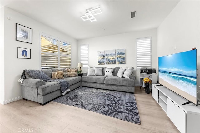 living room featuring light hardwood / wood-style floors