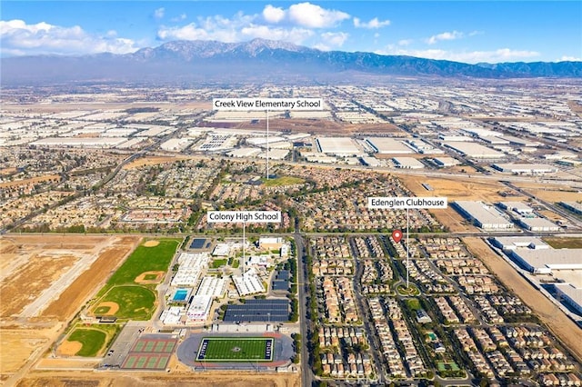 drone / aerial view with a mountain view