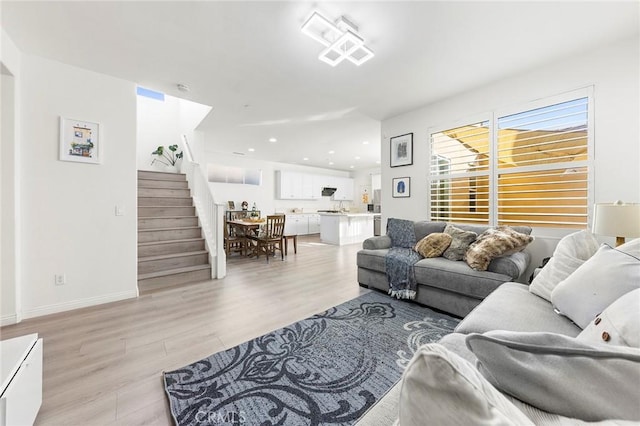 living room featuring light hardwood / wood-style flooring