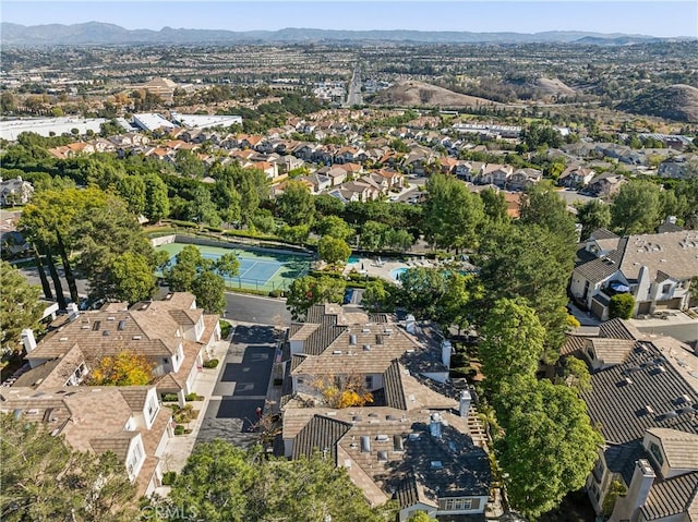 aerial view with a mountain view