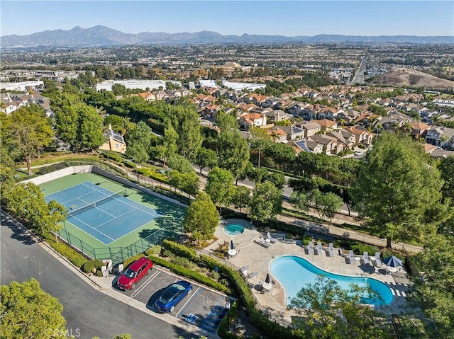 bird's eye view with a mountain view