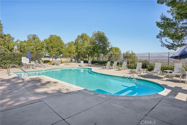 view of pool featuring a patio