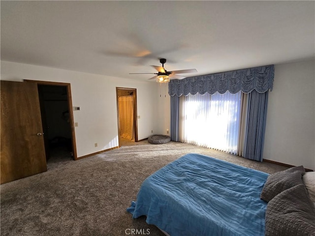 bedroom featuring carpet and ceiling fan