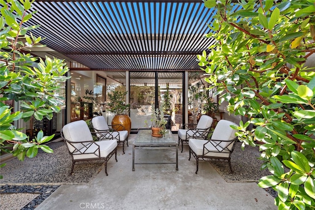 view of patio / terrace featuring a pergola