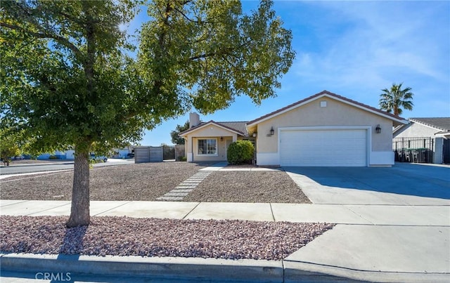 single story home with a garage