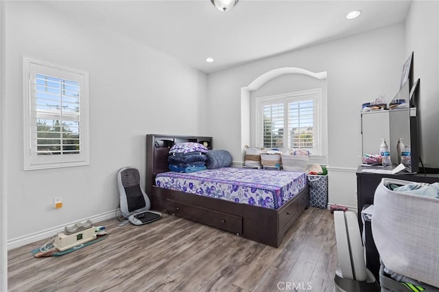 bedroom featuring light hardwood / wood-style flooring