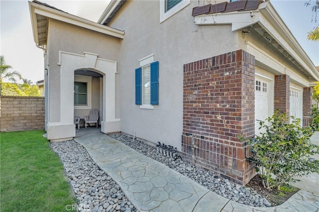 entrance to property with a garage