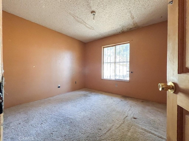 unfurnished room with a textured ceiling and carpet floors