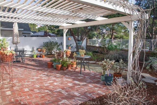 view of patio with a pergola