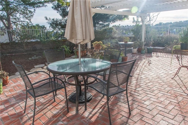 view of patio / terrace featuring a pergola