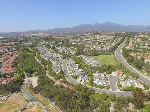 aerial view with a mountain view